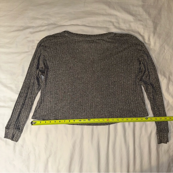 ♥️ Victoria’s Secret Pink V-Neck Cropped Sweater Jumper Heather Grey XS - Picture 4 of 6